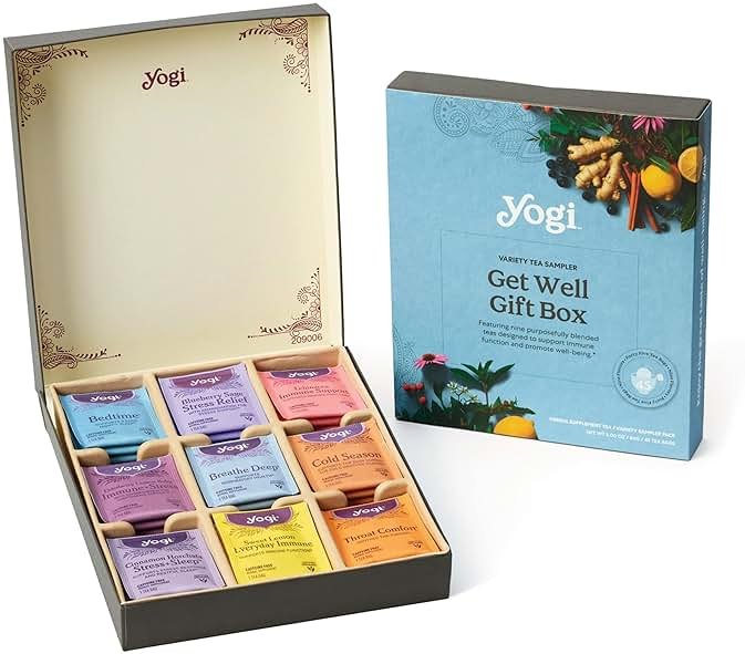 Organic Sampler Gift Box-5 Tea Bags per Flavor (45 Tea Bags)-Delicious Wellness Immunity Teas-9 Herbal Teas-Caffeine-Free Tea Variety Pack-Tea Gift Set - Product Image