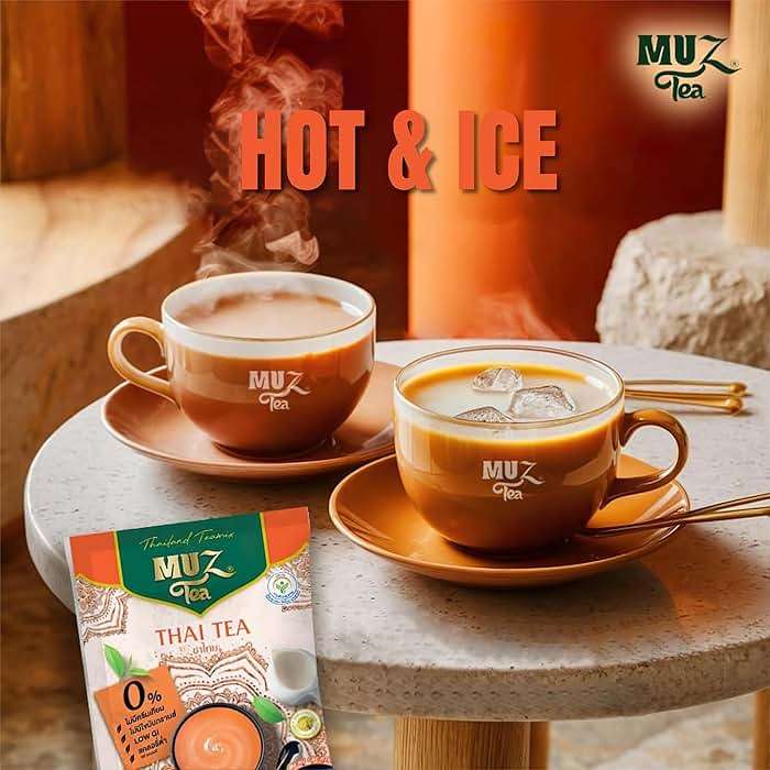 MuzTea Thai Tea Mix Milk Tea Powder 3 in 1 Instant Thai Tea Drink Packets Authentic Assam Tea Leaves For Hot Ice Tea, No Artificial Color 15 Sachets (Thai Milk Tea) - Image 4