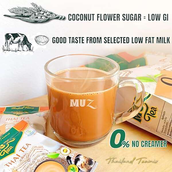 MuzTea Thai Tea Mix Milk Tea Powder 3 in 1 Instant Thai Tea Drink Packets Authentic Assam Tea Leaves For Hot Ice Tea, No Artificial Color 15 Sachets (Thai Milk Tea) - Image 5