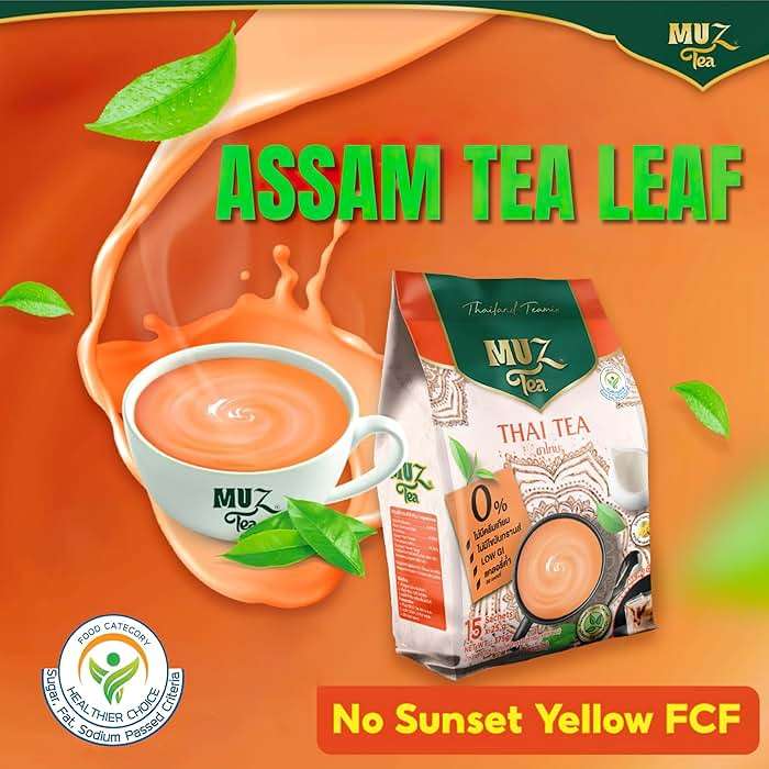 MuzTea Thai Tea Mix Milk Tea Powder 3 in 1 Instant Thai Tea Drink Packets Authentic Assam Tea Leaves For Hot Ice Tea, No Artificial Color 15 Sachets (Thai Milk Tea) - Image 6