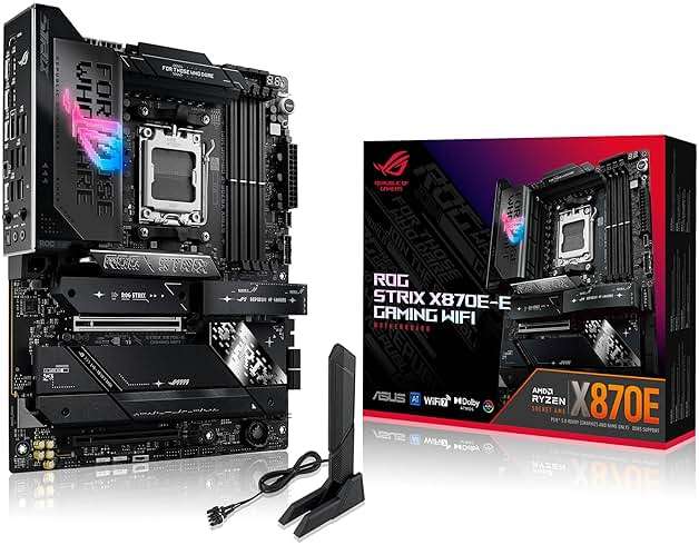 ASUS ROG Strix X870E-E Gaming WiFi AMD AM5 X870 ATX Motherboard 18+2+2 Power Stages, Dynamic OC Switcher, Core Flex, DDR5 AEMP, WiFi 7, 5X M.2, PCIe® 5.0, Q-Release Slim, USB4®, AI OCing & Networking - Image 1