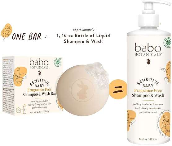 Babo Botanicals Sensitive Baby Fragrance-Free 2-in-1 Shampoo & Wash Bar - Shea Butter, Calendula & Aloe Vera - EWG Verified - Cruelty-Free - Vegan - Pediatrician Tested - For Babies & Kids - Image 4