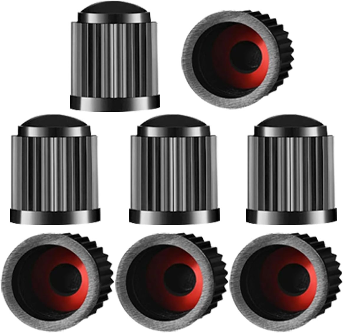 KITUREK Tire Valve Dust Covers, Automotive Tire Valve Stem Caps with O Rubber Ring, Car Air Caps Stem Covers, Universal Plastic Tire Caps for Bicycles, Cars, Trucks and Motorcycles (Black, 8PCS) - Product Image