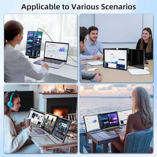 Pitycbo Laptop Screen Extender Monitor Portable - 2.5K Triple Laptop Screen Extender, Plug and Play Multiple Screens Extended Fits 13-17.3 Inch Laptops Compatible with, Windows, Chrome, Dex - Image 8