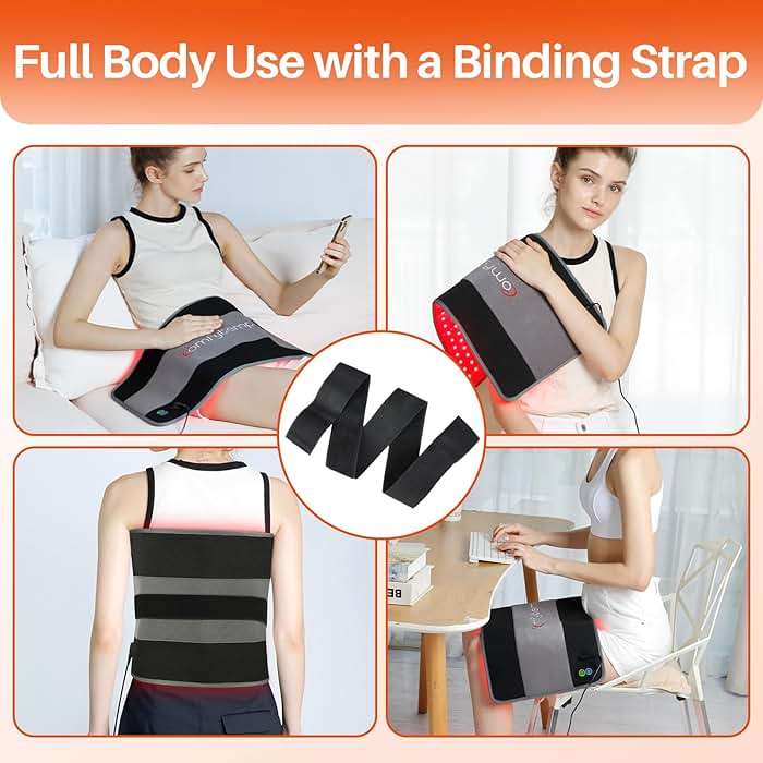 Comfytemp Red Light Therapy Pad for Body, Wearable Near Infrared Light Wrap, 660nm & 850nm Light Pad for Back Joint Muscle, Gifts for Mom Women Men, 24’’ x 12’’ - Image 5
