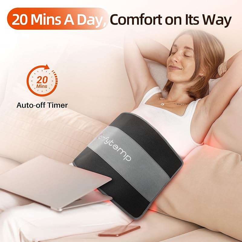 Comfytemp Red Light Therapy Pad for Body, Wearable Near Infrared Light Wrap, 660nm & 850nm Light Pad for Back Joint Muscle, Gifts for Mom Women Men, 24’’ x 12’’ - Image 6