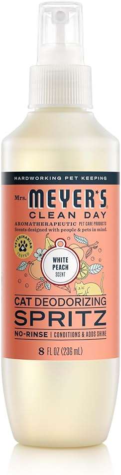 MRS. MEYER'S Clean Day Cat Deodorizing Spray, White Peach Scent, 8oz - Image 1