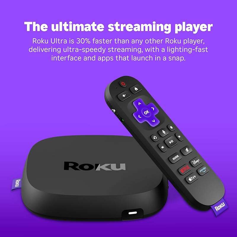 Roku Ultra - Ultimate Streaming Player - 4K Streaming Device for TV with HDR10+, Dolby Vision & Atmos - Bluetooth & Wi-Fi 6 - Rechargeable Voice Remote Pro with Backlit Buttons - Free & Live TV - Image 2