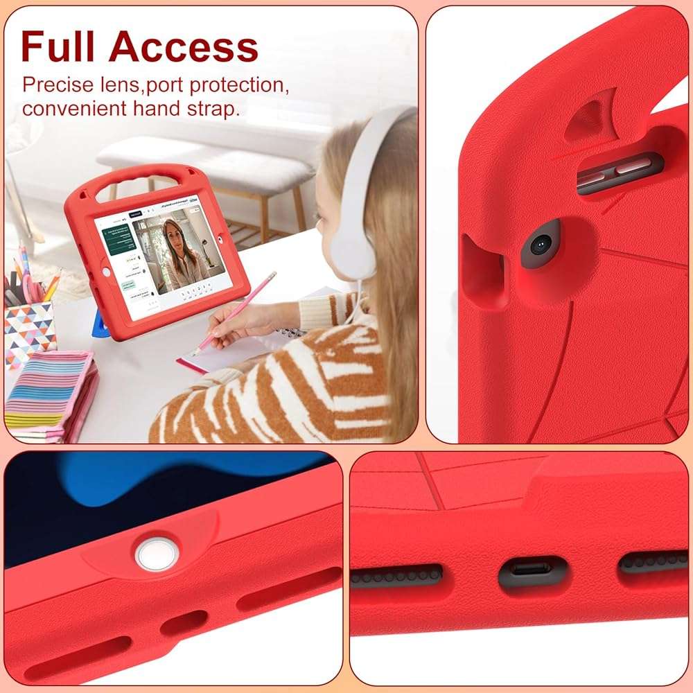 LKOOZO Kids Case for iPad 9th/8th/7th Generation (iPad 10.2 inch 2021/2020/2019), Shockproof Case with Screen Protector (Red) - Image 7