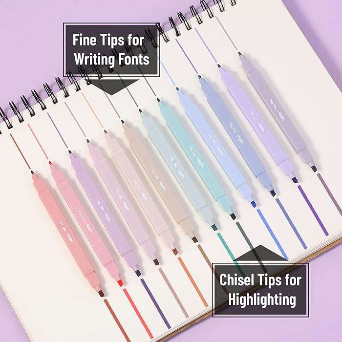 Mr. Pen- Dual Tip Aesthetic Highlighters, 12 pcs, Chisel & Fine Tip, Cute Highlighters Assorted Colors for Journaling, Highlighting, Underlining, Fast Dry, Back to School Supplies - Image 3