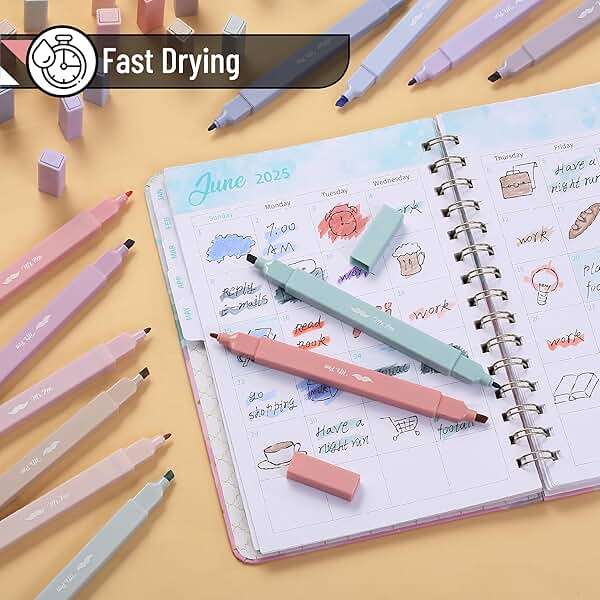 Mr. Pen- Dual Tip Aesthetic Highlighters, 12 pcs, Chisel & Fine Tip, Cute Highlighters Assorted Colors for Journaling, Highlighting, Underlining, Fast Dry, Back to School Supplies - Image 5