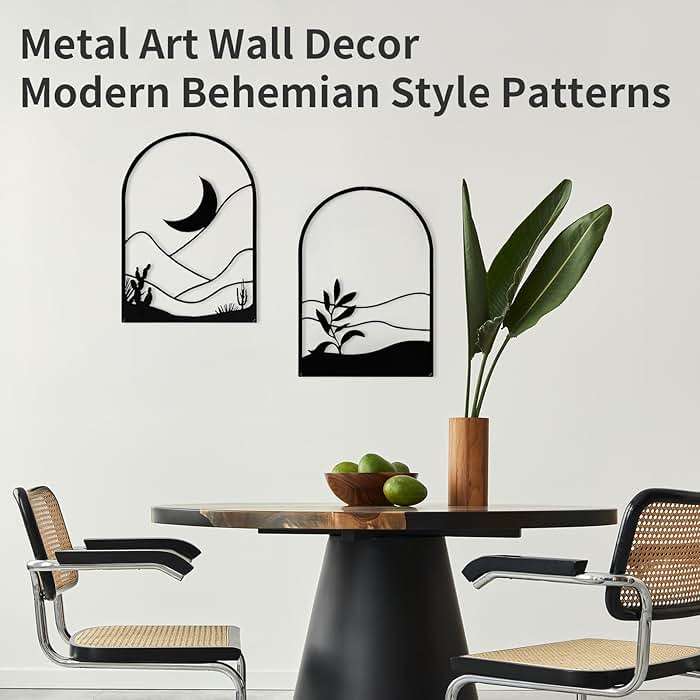 WOWSTAR 4 Pcs Black Large Metal Wall Art, 17x12 Inch Modern Minimalist Iron Wall Sculpture, 3D Textured Art Wall Décor for Living Room, Dining Room, Bedroom, Office - Image 3