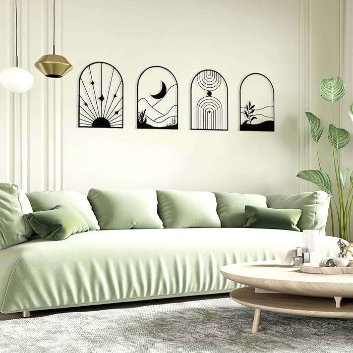 WOWSTAR 4 Pcs Black Large Metal Wall Art, 17x12 Inch Modern Minimalist Iron Wall Sculpture, 3D Textured Art Wall Décor for Living Room, Dining Room, Bedroom, Office - Image 6