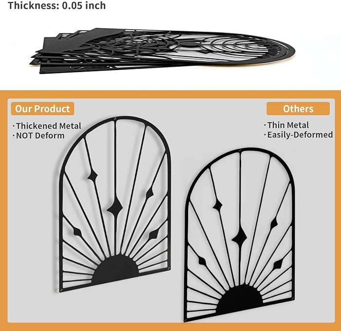 WOWSTAR 4 Pcs Black Large Metal Wall Art, 17x12 Inch Modern Minimalist Iron Wall Sculpture, 3D Textured Art Wall Décor for Living Room, Dining Room, Bedroom, Office - Image 8