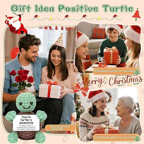 Mini Funny Turtle Gifts Fathers Day Teacher Appreciation Graduation Back to School Nurses Week, Birthday Gifts for Women Men Her Him, Small Cute Stuff Things, Emotional Positive Crochet Turtle Decor - Image 5