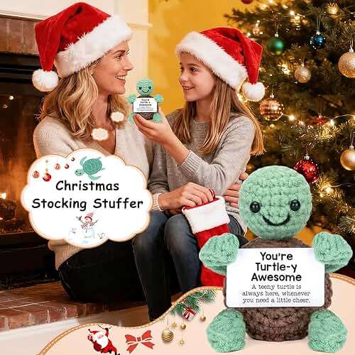 Mini Funny Turtle Gifts Fathers Day Teacher Appreciation Graduation Back to School Nurses Week, Birthday Gifts for Women Men Her Him, Small Cute Stuff Things, Emotional Positive Crochet Turtle Decor - Image 7