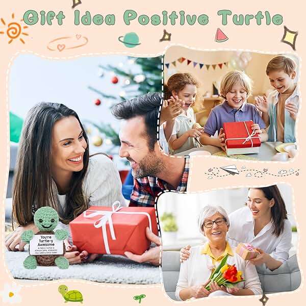 Mini Funny Turtle Gifts Fathers Day Teacher Appreciation Graduation Back to School Nurses Week, Birthday Gifts for Women Men Her Him, Small Cute Stuff Things, Emotional Positive Crochet Turtle Decor - Image 9