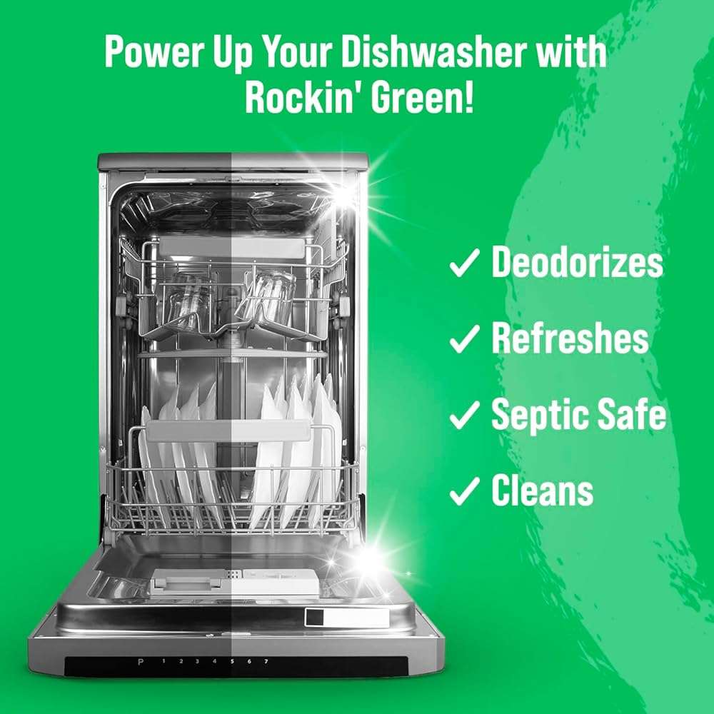 Rockin' Green Deep Cleaning and Deodorizing Tablets for Dishwashers, Washing Machines, and Garbage Disposals, Removes Odor and Residue (Dishwasher Cleaning Tablets, 8 Pack) - Image 6