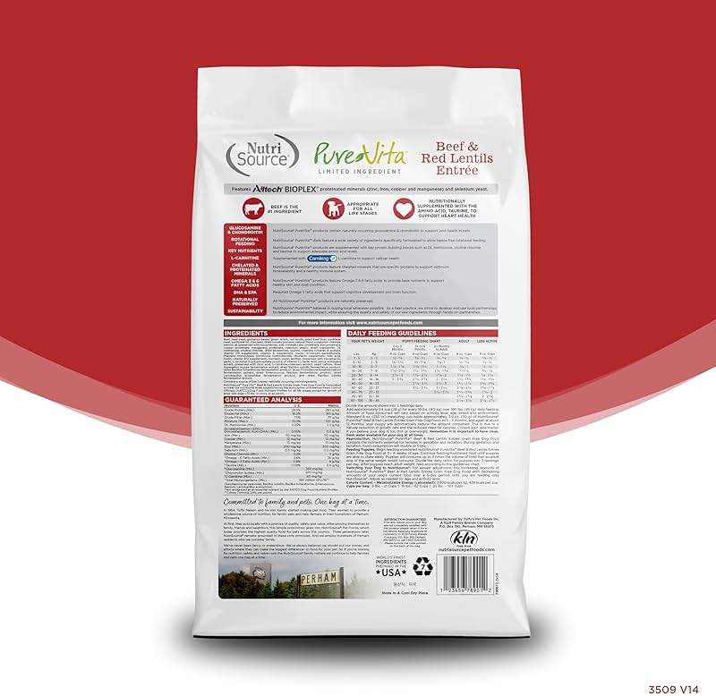 NutriSource Pure Vita Limited Ingredient Grain Free Dry Dog Food, Beef and Red Lentils, 12LB - Image 2