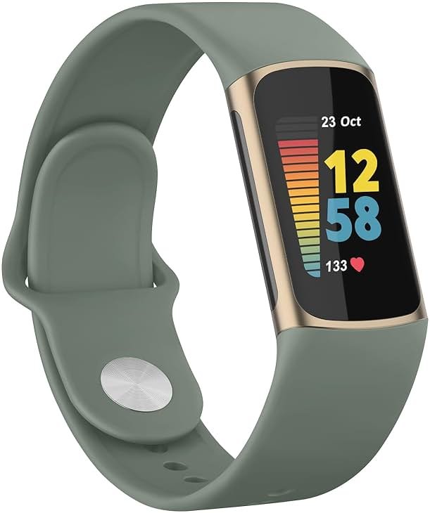 Vanjua Band Compatible with Fitbit Charge 6 Bands Women Men, Soft Silicone Adjustable Waterproof Sport Replacement Wristbands Strap for Fitbit Charge 6 / Charge 5 Fitness Tracker Accessories - Product Image
