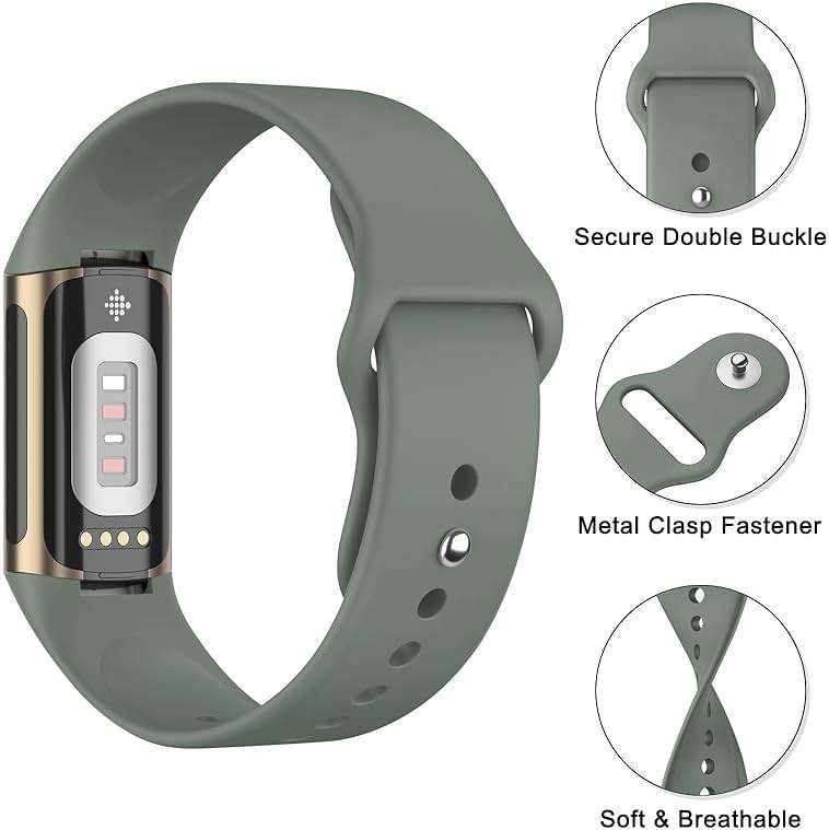 Vanjua Band Compatible with Fitbit Charge 6 Bands Women Men, Soft Silicone Adjustable Waterproof Sport Replacement Wristbands Strap for Fitbit Charge 6 / Charge 5 Fitness Tracker Accessories - Image 2