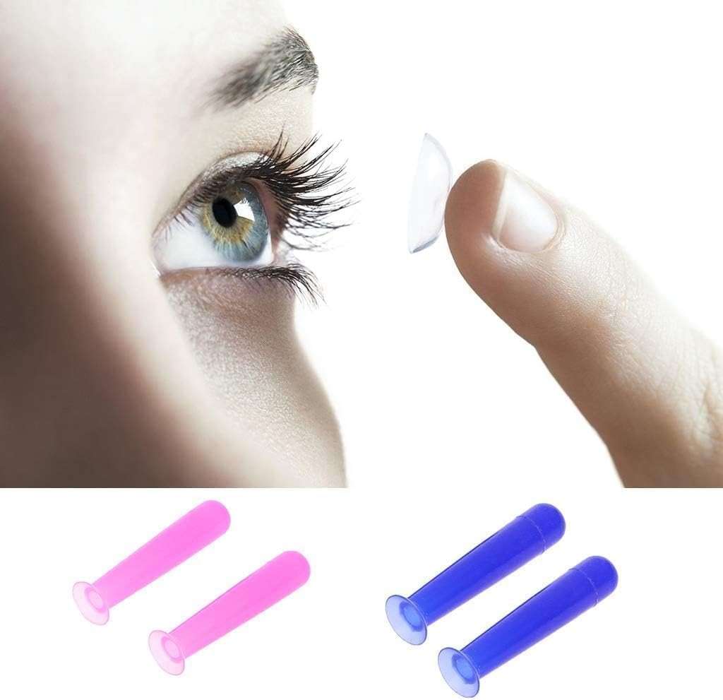 2Pcs Handy Silicone Contact Lenses Small Suction Cups Stick RGP Inserter Remover Contact Lens Cases Accessories for Health and Household Contact Lens Care(Blue) - Image 3