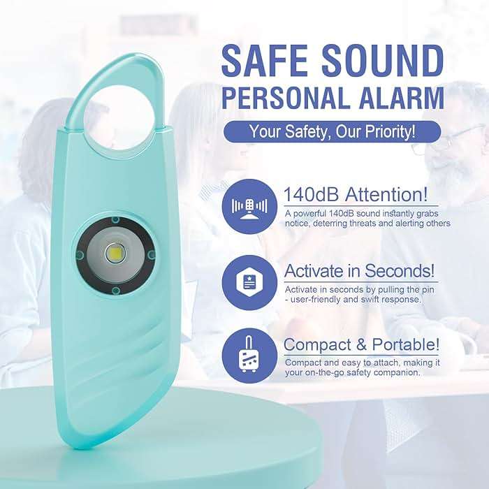 Safe Sound Personal Alarm, 2 Pack 140db Siren, Strobe Light Key Chain, Safety Devices for Women, Men, Children, Elderly - Image 2