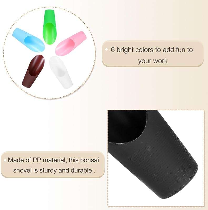 HARFINGTON Bonsai Soil Scoop 6.3" x 1.8" Plastic Colorful Mini Garden Shovel Cultivation Digging Transplanting Tools for Plant Flower Succulent Coffee Beans, Black - Image 4