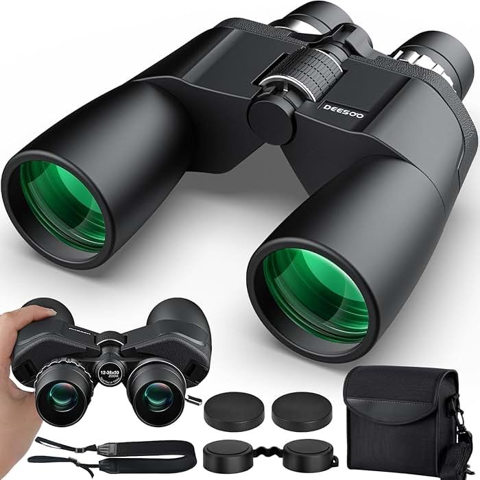 Deesoo 12-36x50 HD Binoculars for Adults - High Powered Binoculars with Clear Low Light Vision for Bird Watching - Zoom Binocular with Large View for Hunting Cruise Ship Travel Hiking Opera - Product Image