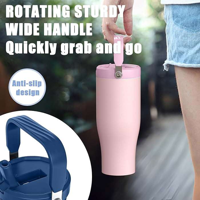 Zukro 50 OZ Tumbler With Flip Straw |Triple-Wall Vacuum Insulated Water Jug With Top Handle For Gym Sports Outdoors |Large Leak Proof Stainless Steel Water Bottle, Fit in Cupholder |Cold 34 Hours - Image 7