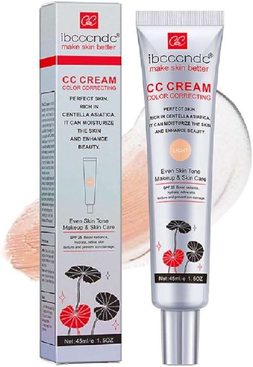 Color Correcting CC Cream with SPF 25, Light, 45 ml | Full-Coverage Foundation, Hydrating Serum, Refine Skin Texture, Avoid Sun Damage - Image 1