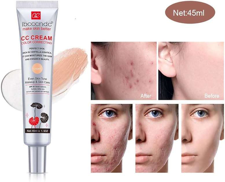 Color Correcting CC Cream with SPF 25, Light, 45 ml | Full-Coverage Foundation, Hydrating Serum, Refine Skin Texture, Avoid Sun Damage - Image 4
