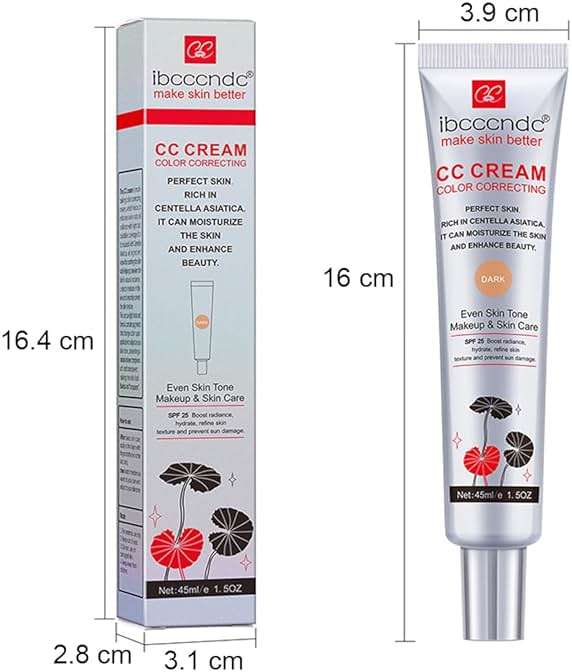 Color Correcting CC Cream with SPF 25, Light, 45 ml | Full-Coverage Foundation, Hydrating Serum, Refine Skin Texture, Avoid Sun Damage - Image 7