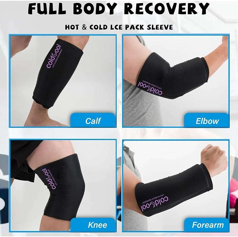Coldcool Knee Ice Pack Wrap for Injuries, Reusable Gel Cold Packs Brace 360° Compression Sleeve for Elbow, Ankle & Calf - Flexible Cold Wrap Recovery for Meniscus, ACL, MCL Pain Relief. - Image 5