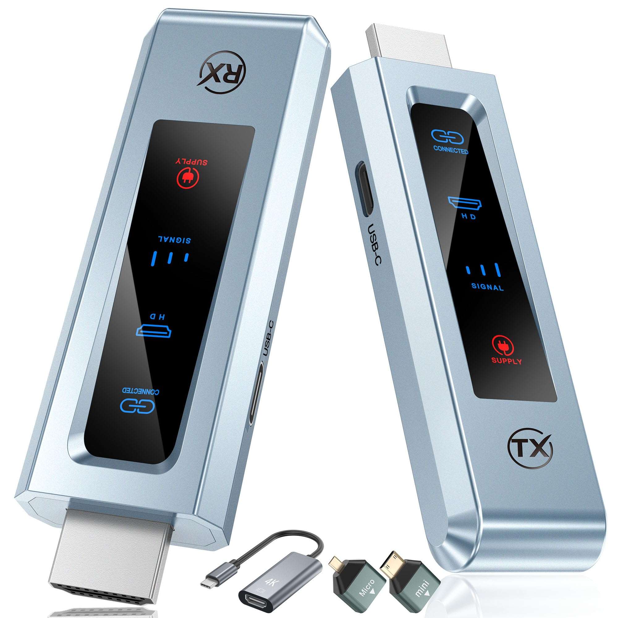 Wireless HDMI Transmitter and Receiver, HD Extender Plug & Play Portable 2.4G/5G with LED Screen Wireless HDMI Kit for Streaming Video and Audio to Monitor from Laptop/PC/TV Box/Projector - Image 1