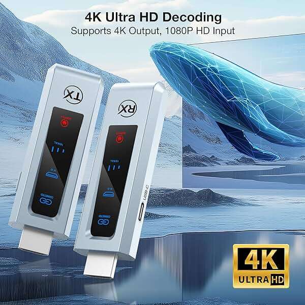Wireless HDMI Transmitter and Receiver, HD Extender Plug & Play Portable 2.4G/5G with LED Screen Wireless HDMI Kit for Streaming Video and Audio to Monitor from Laptop/PC/TV Box/Projector - Image 6