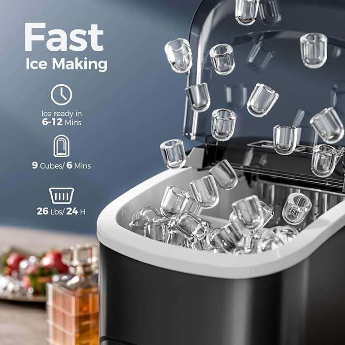Electactic Ice Makers Countertop,26Lbs/24H,9 Cubes in 6 Mins,Portable Ice Maker Machine with Self-Cleaning,2 Sizes of Bullet Ice,Perfect for Home Kitchen(Black) - Image 2