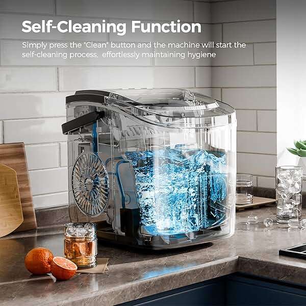 Electactic Ice Makers Countertop,26Lbs/24H,9 Cubes in 6 Mins,Portable Ice Maker Machine with Self-Cleaning,2 Sizes of Bullet Ice,Perfect for Home Kitchen(Black) - Image 5