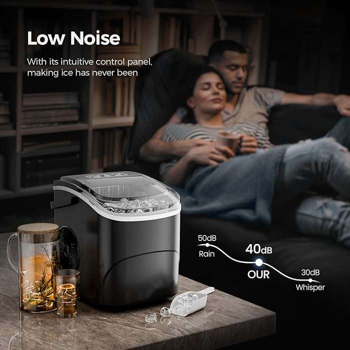 Electactic Ice Makers Countertop,26Lbs/24H,9 Cubes in 6 Mins,Portable Ice Maker Machine with Self-Cleaning,2 Sizes of Bullet Ice,Perfect for Home Kitchen(Black) - Image 7