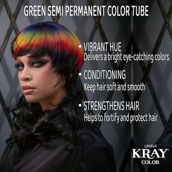 L3 - Level 3 Kray Semi Permanent Hair Color - Semi Permanent Hair Dye with Aloe Vera - Green - Image 3