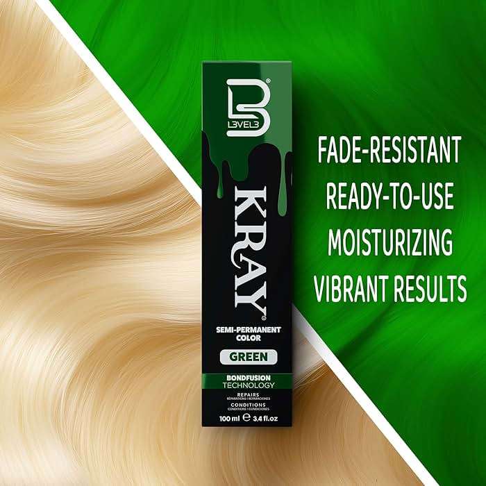 L3 - Level 3 Kray Semi Permanent Hair Color - Semi Permanent Hair Dye with Aloe Vera - Green - Image 6
