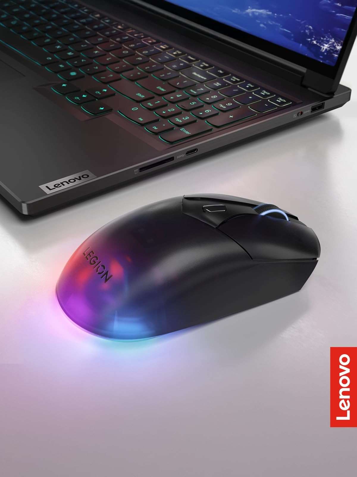 Lenovo Legion M410 Wireless RGB Gaming Mouse – 6 Button Palm Grip Mouse with 16,000 DPI, 53 Hour Rechargeable Battery, 2-Zone RGB Lighting, NVIDIA Reflex Compatible - Image 6