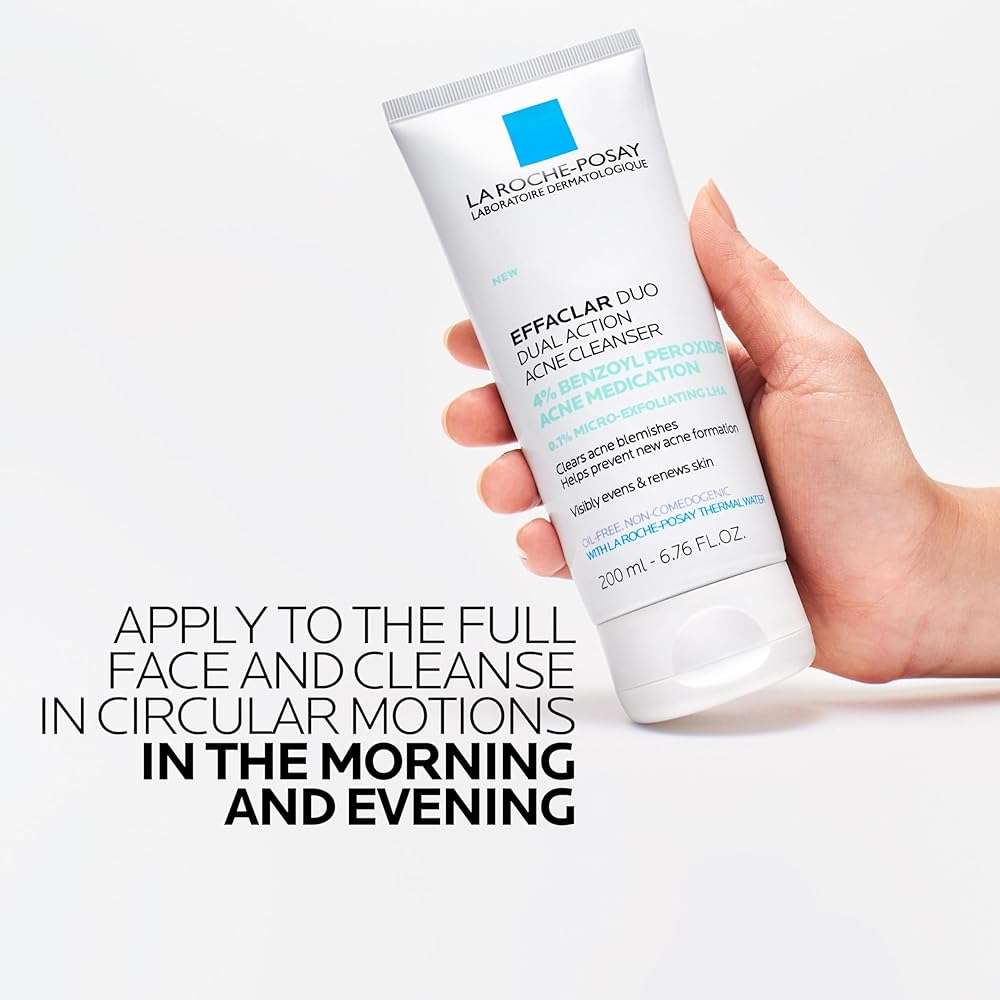 La Roche-Posay Effaclar Dual Acne Face Wash With 4% Benzoyl Peroxide & LHA Exfoliant, Acne Treatment Help Clear & Prevent Blemishes, Paraben Free & Oil Free Wash, 6.76 Fl Oz - Image 7