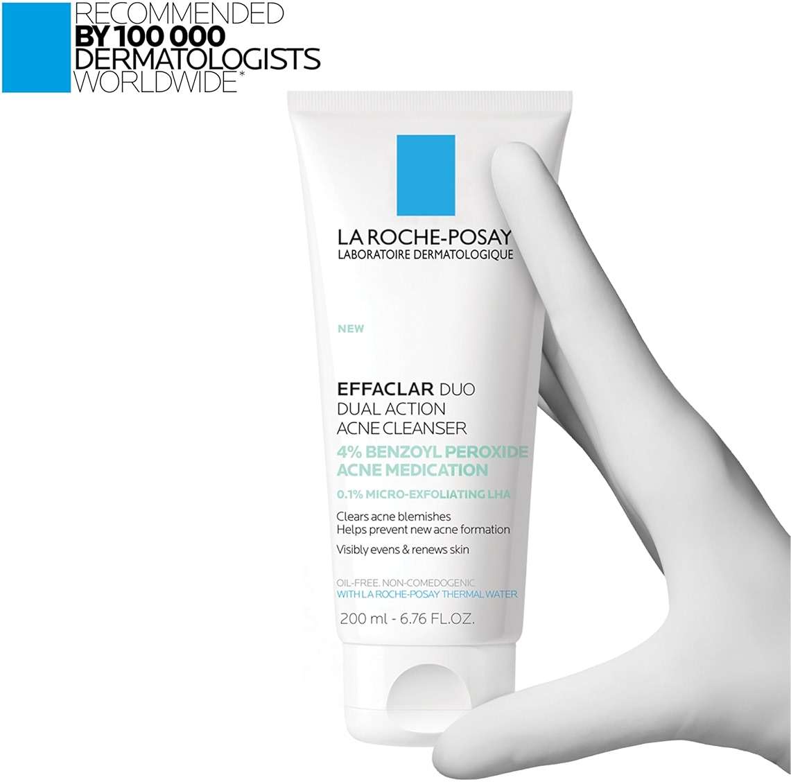 La Roche-Posay Effaclar Dual Acne Face Wash With 4% Benzoyl Peroxide & LHA Exfoliant, Acne Treatment Help Clear & Prevent Blemishes, Paraben Free & Oil Free Wash, 6.76 Fl Oz - Image 9
