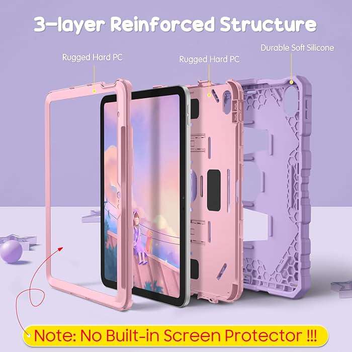 Fintie Kids Friendly Case for iPad (A16) 11th Generation 11 Inch (2025), iPad 10th Generation 10.9 Inch (2022), Fully-Body Rugged Heavy Duty Shockproof Protective Case with Kickstand, Purple - Image 3