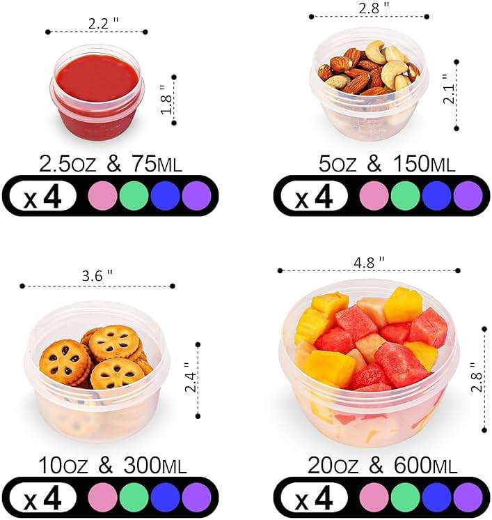 16PCS Food Storage Containers with Lids, Meal Prep Reusable Kids Lunch Containers, Dishwasher Safe & BPA Free Plastic Snack Salad Dressing Containers to go With Leak-Proof Screw-On Top for Lunch - Image 3