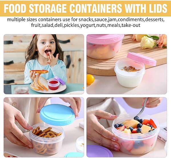 16PCS Food Storage Containers with Lids, Meal Prep Reusable Kids Lunch Containers, Dishwasher Safe & BPA Free Plastic Snack Salad Dressing Containers to go With Leak-Proof Screw-On Top for Lunch - Image 5