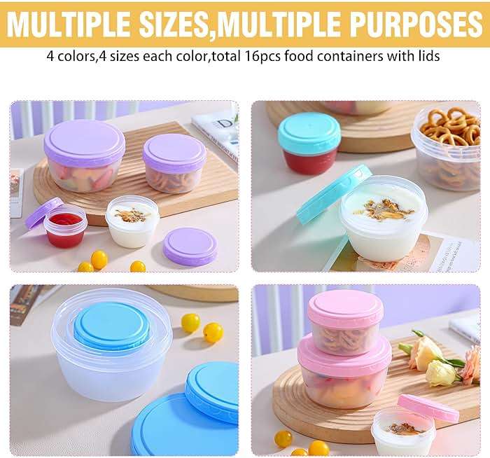 16PCS Food Storage Containers with Lids, Meal Prep Reusable Kids Lunch Containers, Dishwasher Safe & BPA Free Plastic Snack Salad Dressing Containers to go With Leak-Proof Screw-On Top for Lunch - Image 6