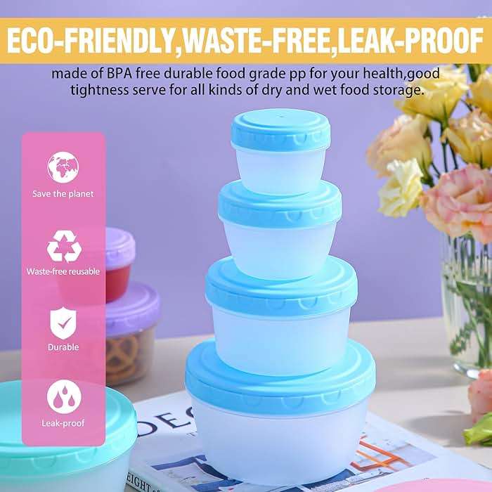 16PCS Food Storage Containers with Lids, Meal Prep Reusable Kids Lunch Containers, Dishwasher Safe & BPA Free Plastic Snack Salad Dressing Containers to go With Leak-Proof Screw-On Top for Lunch - Image 7