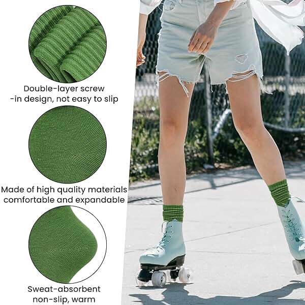 Heran 6 Pairs Slouch Socks for Woman, Colors Knee High Scrunch Socks for Women Girls Students, Mid-Calf Casual Stockings - Image 5